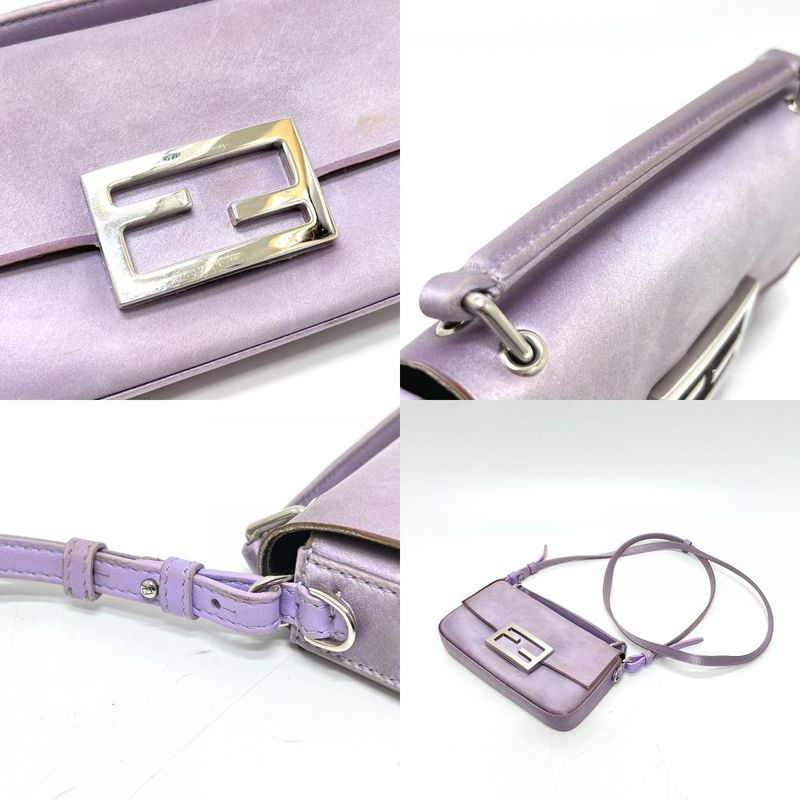 Fendi Shoulder Bag Baguette Smart Phone Pouch 7as142 Satin Purple