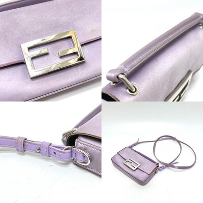 Fendi Shoulder Bag Baguette Smart Phone Pouch 7as142 Satin Purple