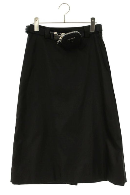 Prada 21y844 Re-Nylon Back Slit Skirt with Triangle Plate Belt Women 38