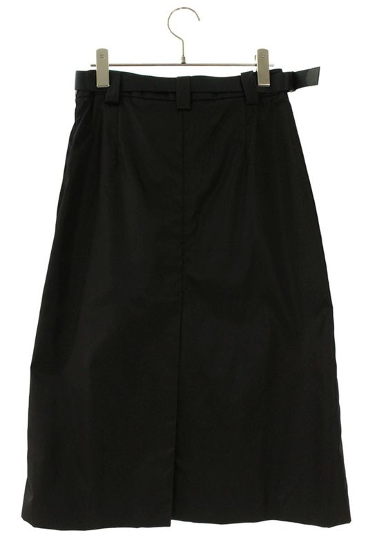Prada 21y844 Re-Nylon Back Slit Skirt with Triangle Plate Belt Women 38
