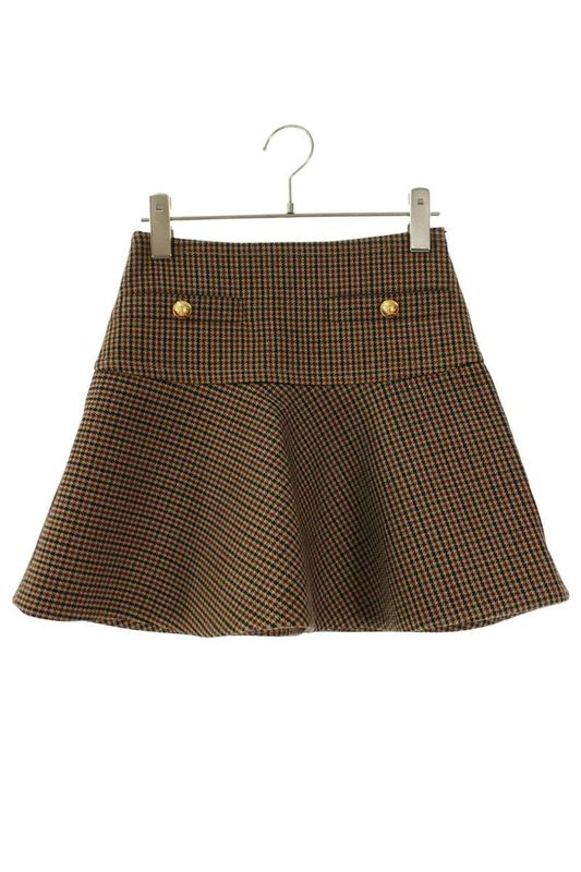 Celine 2j677064v Staggered Emblem Button Skirt Women's 36