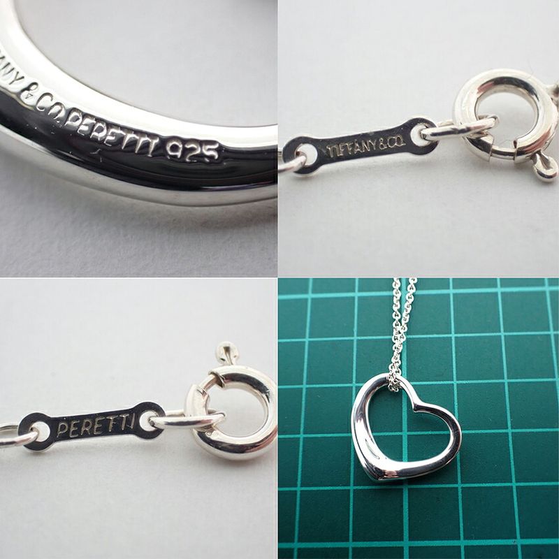 Tiffany & Co 925 Open Heart Pendant Necklace J97-4