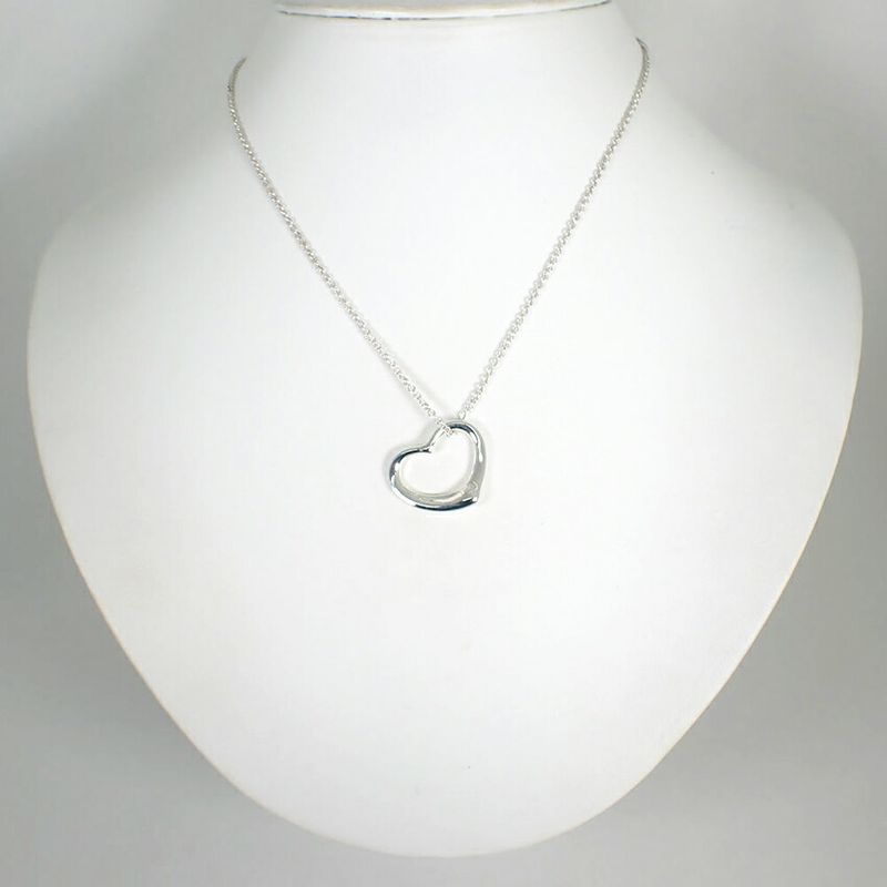 Tiffany & Co 925 Open Heart Pendant Necklace J97-4