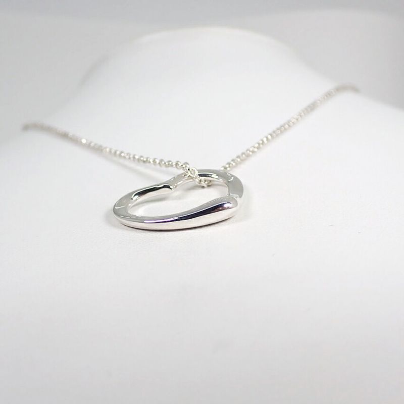 Tiffany & Co 925 Open Heart Pendant Necklace J97-4