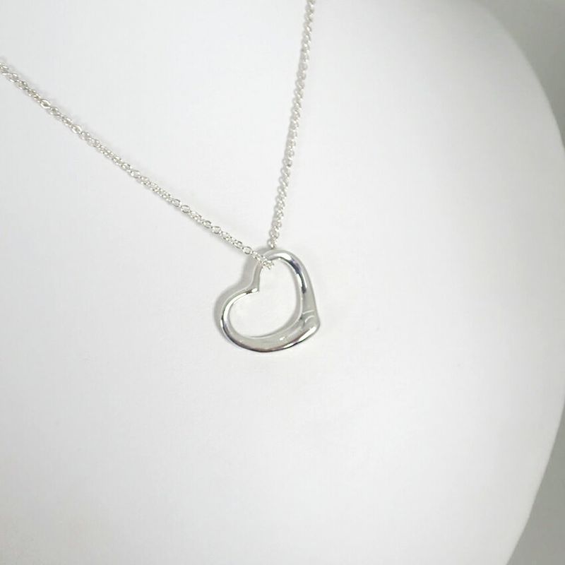 Tiffany & Co 925 Open Heart Pendant Necklace J97-4