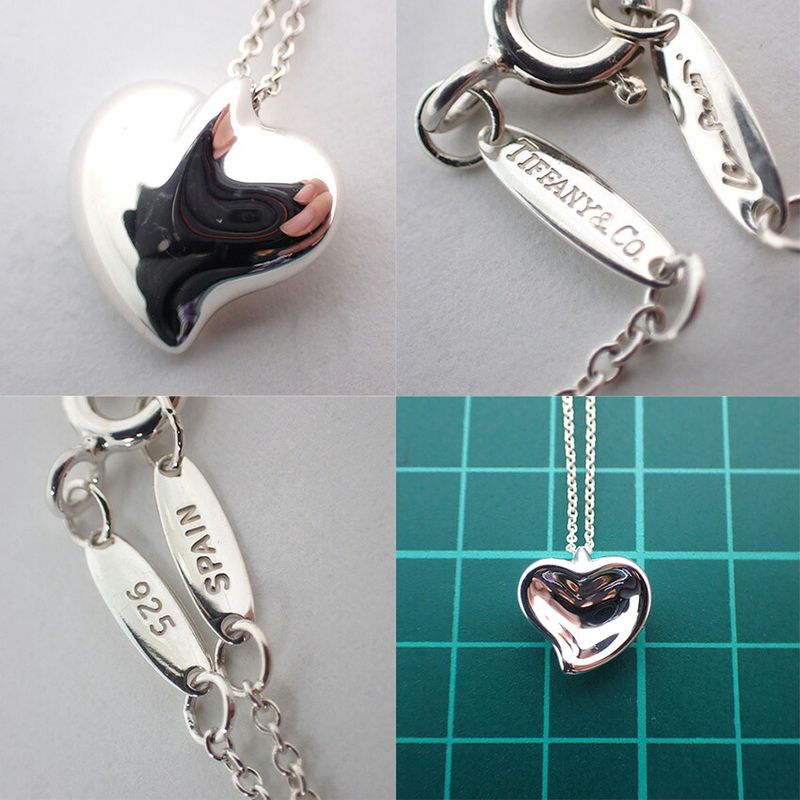 Tiffany & Co 925 Full Heart Pendant Necklace J97-2