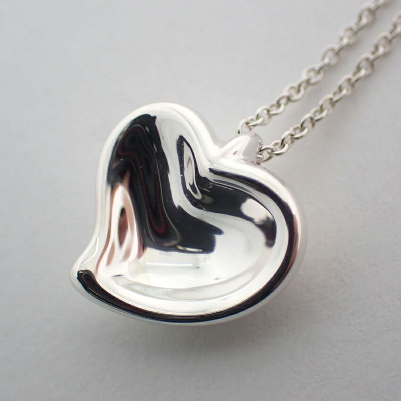Tiffany & Co 925 Full Heart Pendant Necklace J97-2