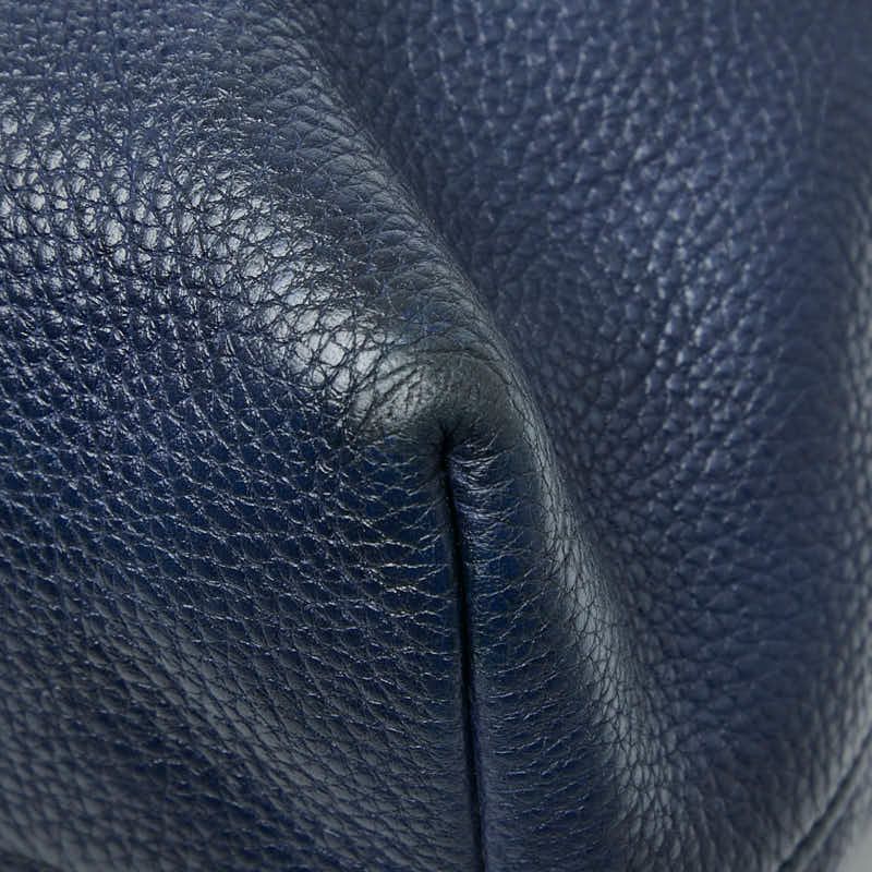 Prada Logo Hardware Tote Shoulder Bag 2way Blue Leather Women's Prada