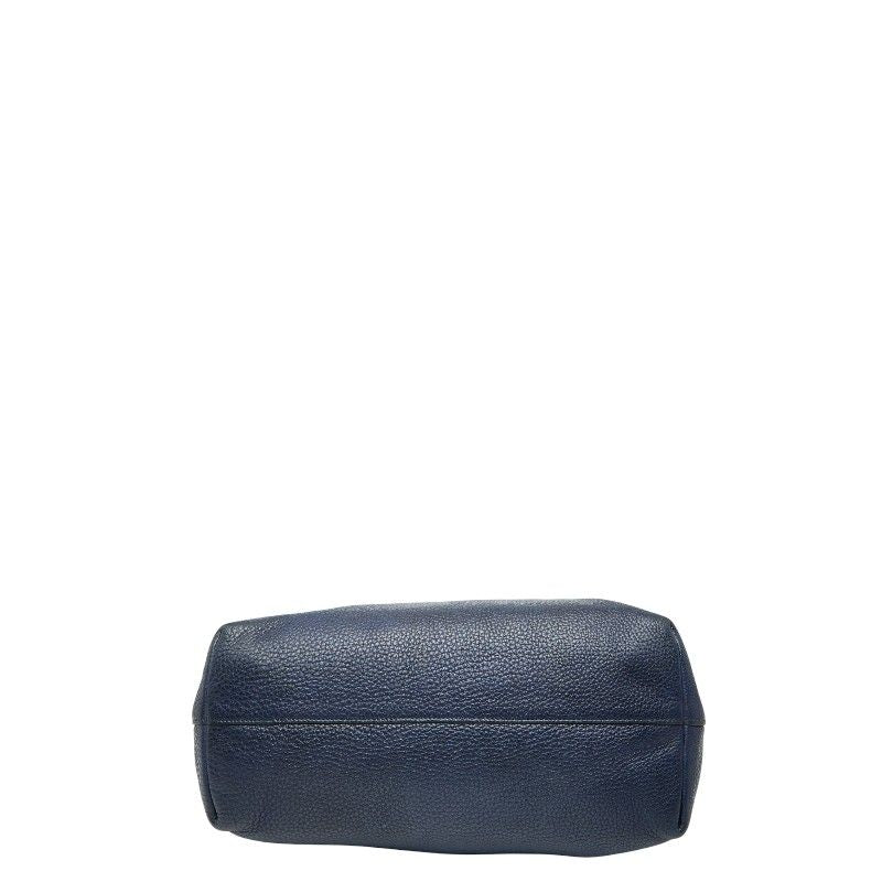 Prada Logo Hardware Tote Shoulder Bag 2way Blue Leather Women's Prada