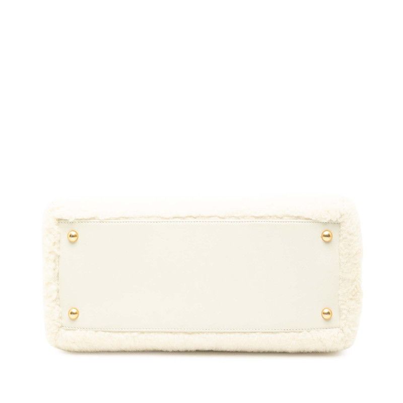 Chanel Coco Mark Handbag Shoulder Bag 2way White Boa Leather Women Chanel