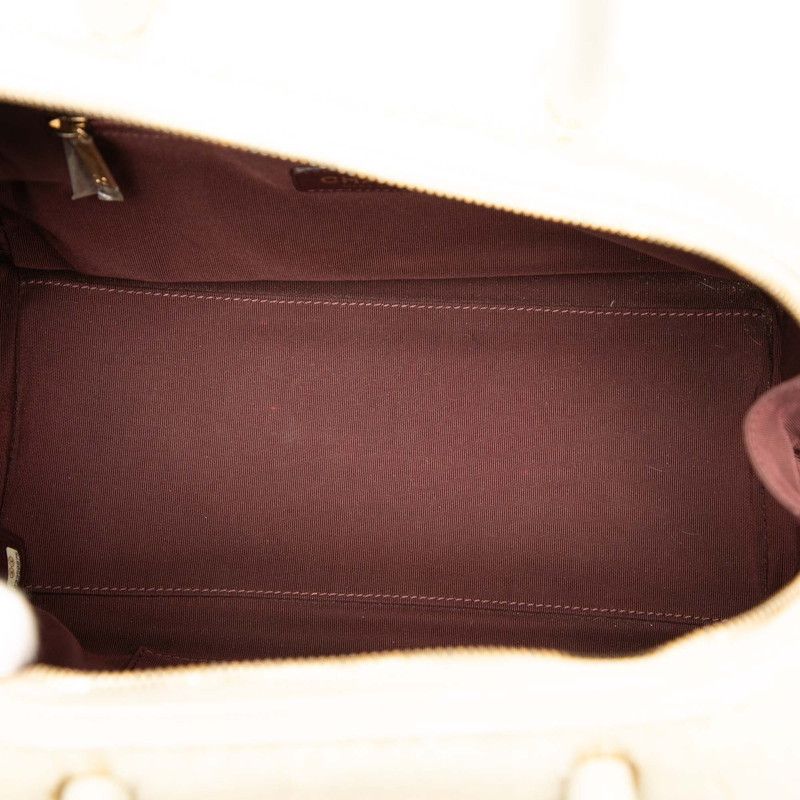 Chanel Coco Mark Handbag Shoulder Bag 2way White Boa Leather Women Chanel