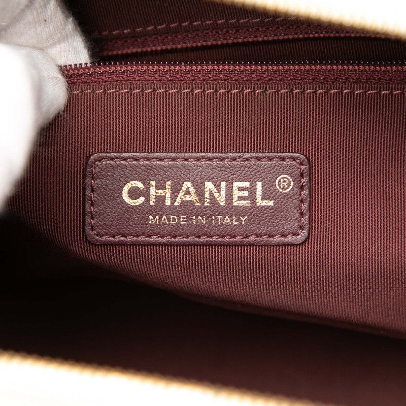 Chanel Coco Mark Handbag Shoulder Bag 2way White Boa Leather Women Chanel