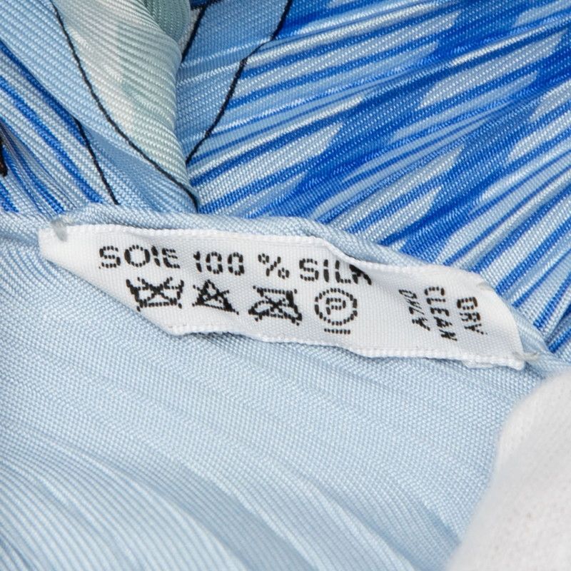 Hermes Pleated Carr Varangues Veranda Blue Multicolor Silk Women Hermes