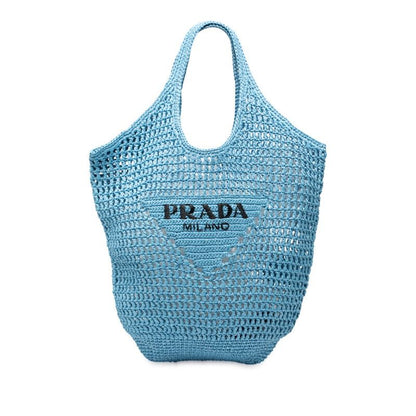 Prada Crochet Handbag Tote Bag 1bg424 Light Blue Raffia Women Prada