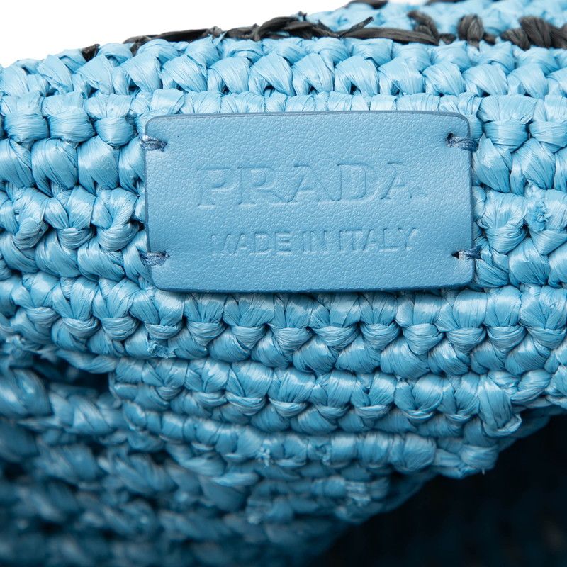 Prada Crochet Handbag Tote Bag 1bg424 Light Blue Raffia Women Prada