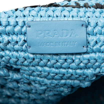 Prada Crochet Handbag Tote Bag 1bg424 Light Blue Raffia Women Prada