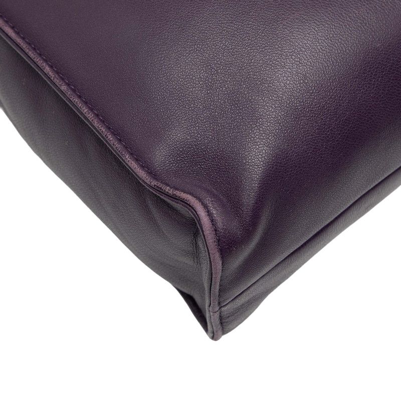 Prada Triangle Logo Plate Tote Shoulder Bag 2way 1bg418 Purple Leather Women