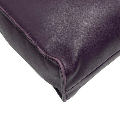 Prada Triangle Logo Plate Tote Shoulder Bag 2way 1bg418 Purple Leather Women