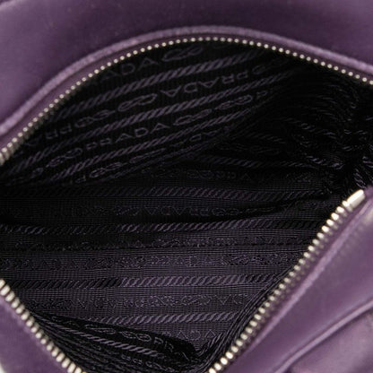Prada Triangle Logo Plate Tote Shoulder Bag 2way 1bg418 Purple Leather Women