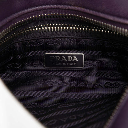 Prada Triangle Logo Plate Tote Shoulder Bag 2way 1bg418 Purple Leather Women