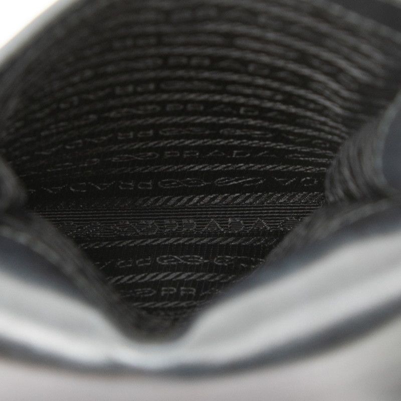 Prada Triangle Logo Plate Chain Phone Pouch 1bp050 Black Saffiano Leather Women