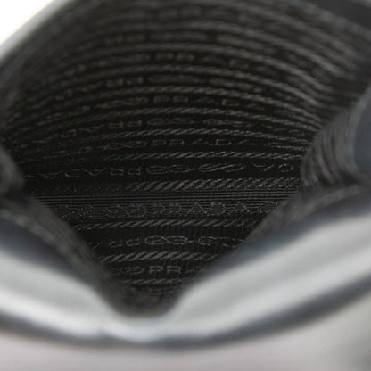 Prada Triangle Logo Plate Chain Phone Pouch 1bp050 Black Saffiano Leather Women