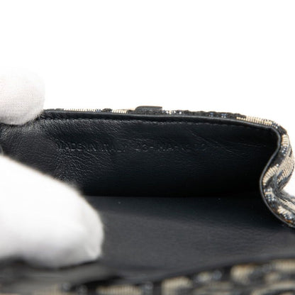 Dior Trotter Saddle Nano Pouch Chain Pochette Shoulder Bag Navy Beige Canvas