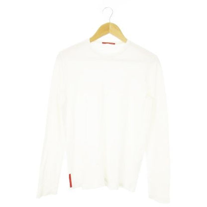 Prada Sport Long Sleeve T-Shirt Long T Crew Neck Cotton Logo S White 0000et-C005