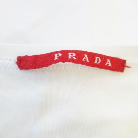 Prada Sport Long Sleeve T-Shirt Long T Crew Neck Cotton Logo S White 0000et-C005