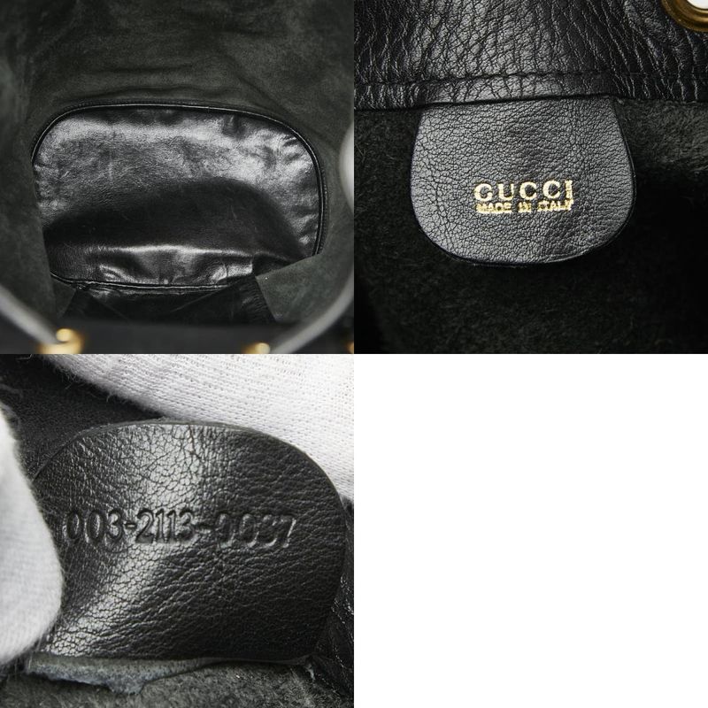 Gucci Bamboo Body Bag Shoulder Bag 003 2113 0037 Black Leather Ladies Gucci