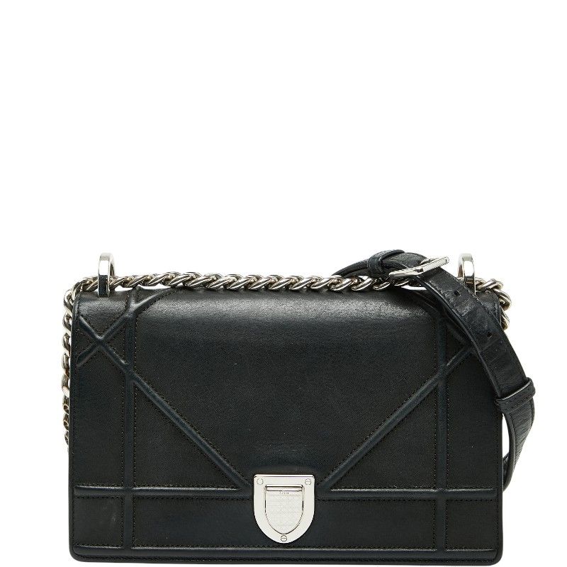 Dior Ama Chain Shoulder Bag Black Leather Women's Dior