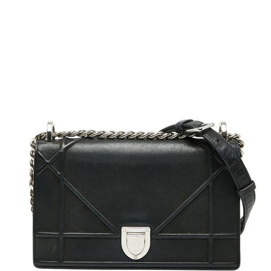 Dior Ama Chain Shoulder Bag Black Leather Women's Dior