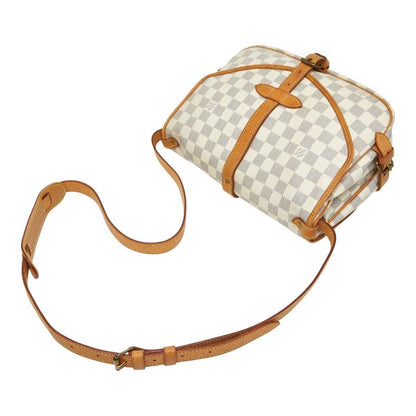 Louis Vuitton Damier Azure Saumur Special Order N48202 White Brown PVC Leather