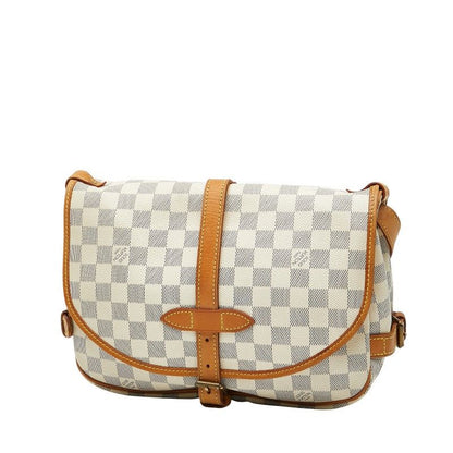 Louis Vuitton Damier Azure Saumur Special Order N48202 White Brown PVC Leather