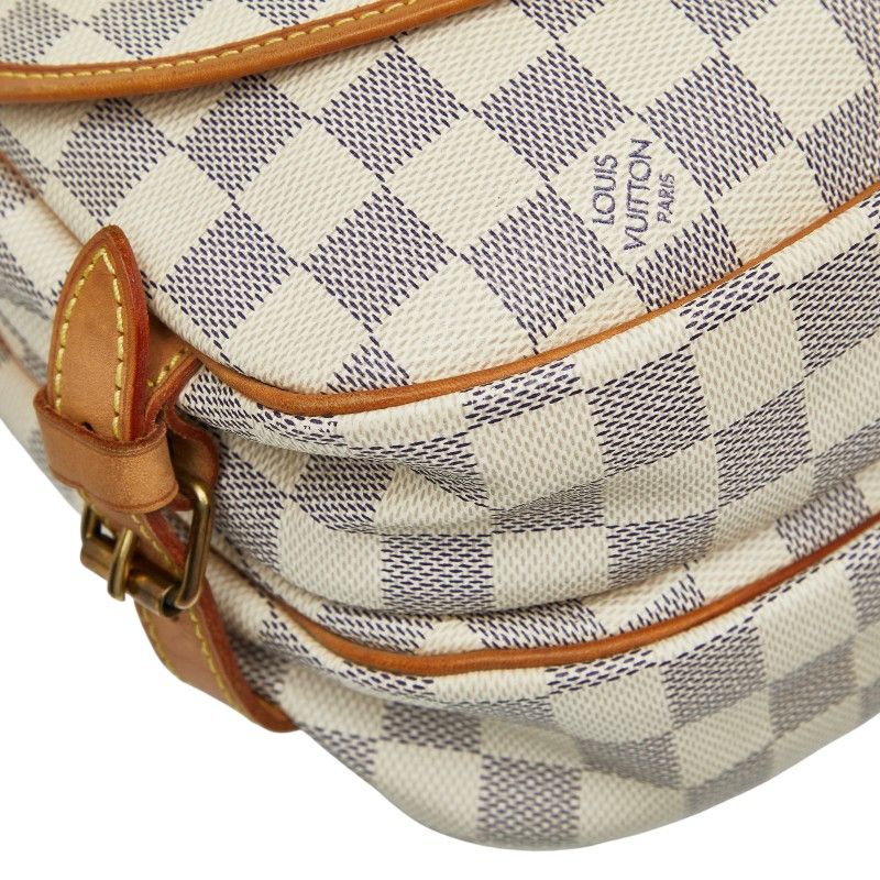 Louis Vuitton Damier Azure Saumur Special Order N48202 White Brown PVC Leather