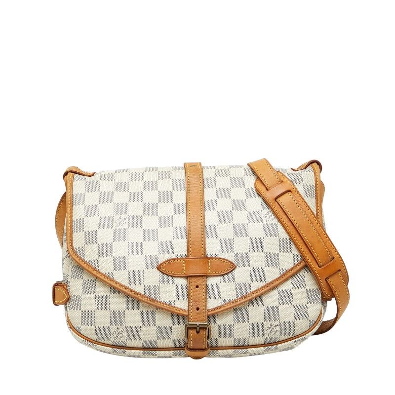 Louis Vuitton Damier Azure Saumur Special Order N48202 White Brown PVC Leather