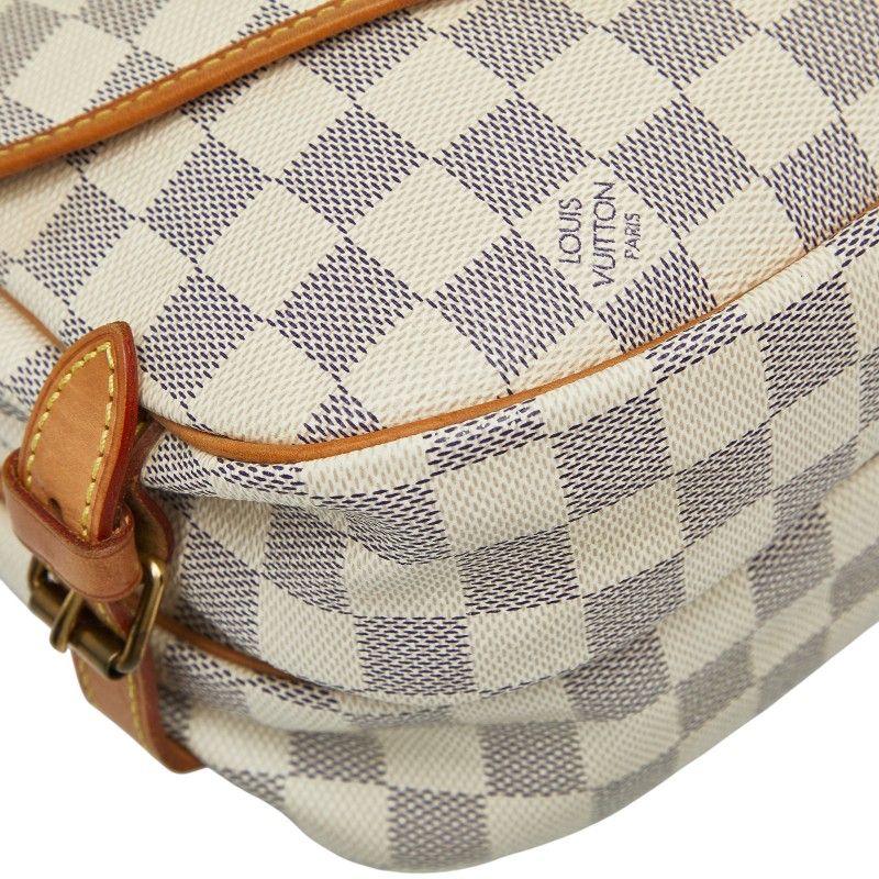 Louis Vuitton Damier Azure Saumur Special Order N48202 White Brown PVC Leather