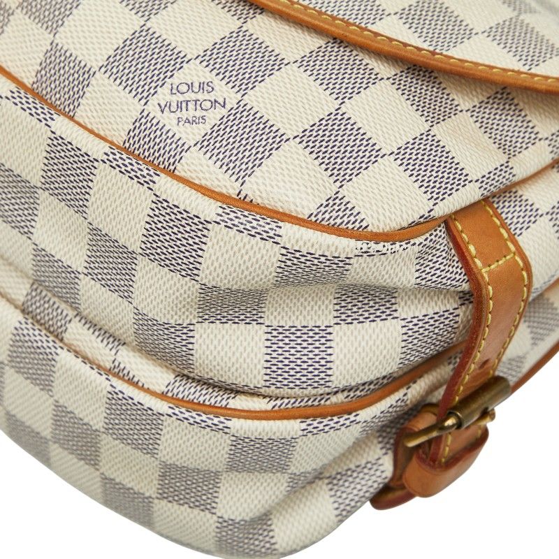 Louis Vuitton Damier Azure Saumur Special Order N48202 White Brown PVC Leather