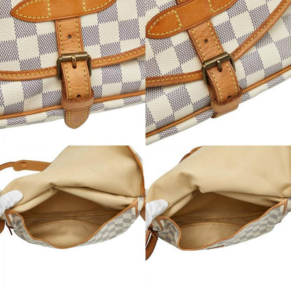 Louis Vuitton Damier Azure Saumur Special Order N48202 White Brown PVC Leather