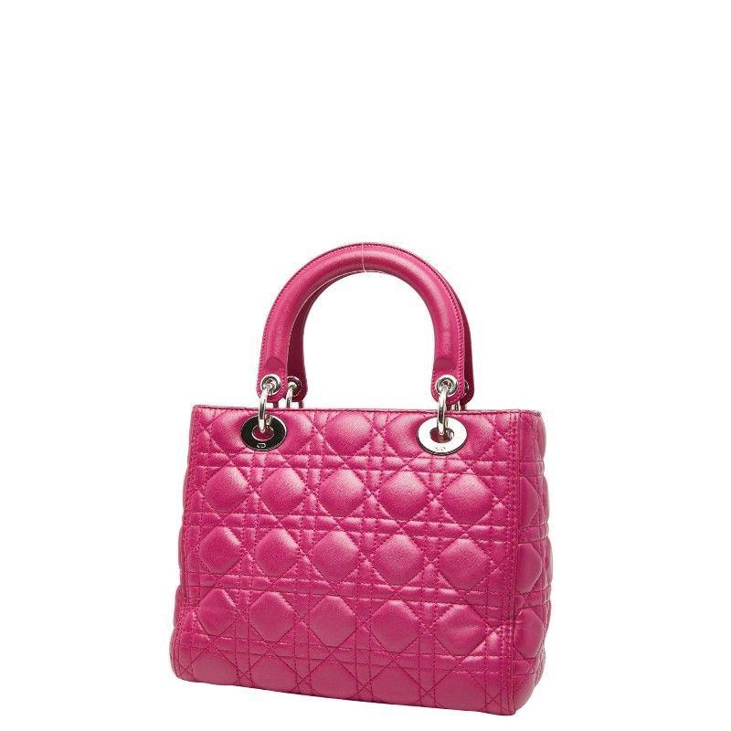 Dior Canage Lady Dior Handbag Shoulder Bag 2way Purple Pink Leather Women's Dior