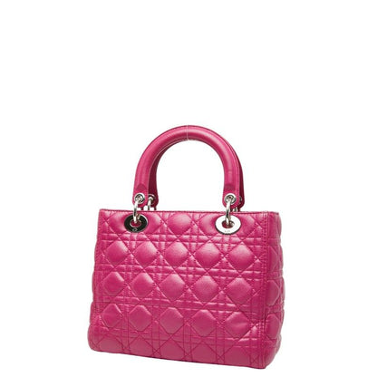 Dior Canage Lady Dior Handbag Shoulder Bag 2way Purple Pink Leather Women's Dior