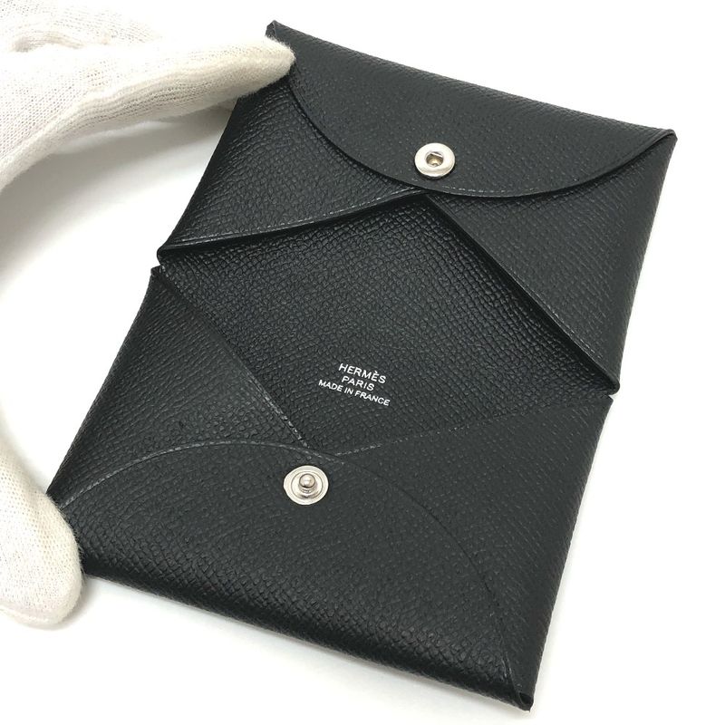 Hermes Card Case Calvi Epson Black