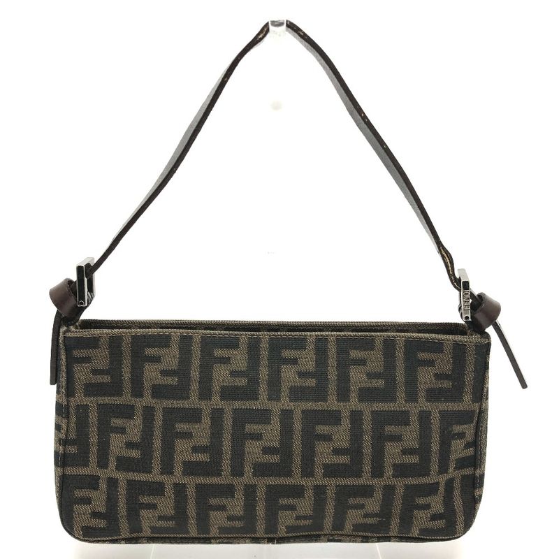 Fendi Accessory Pouch Zucca Pattern FF Logo Canvas Brown