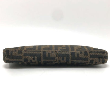 Fendi Accessory Pouch Zucca Pattern FF Logo Canvas Brown