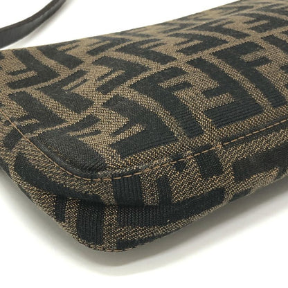 Fendi Accessory Pouch Zucca Pattern FF Logo Canvas Brown
