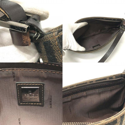 Fendi Accessory Pouch Zucca Pattern FF Logo Canvas Brown