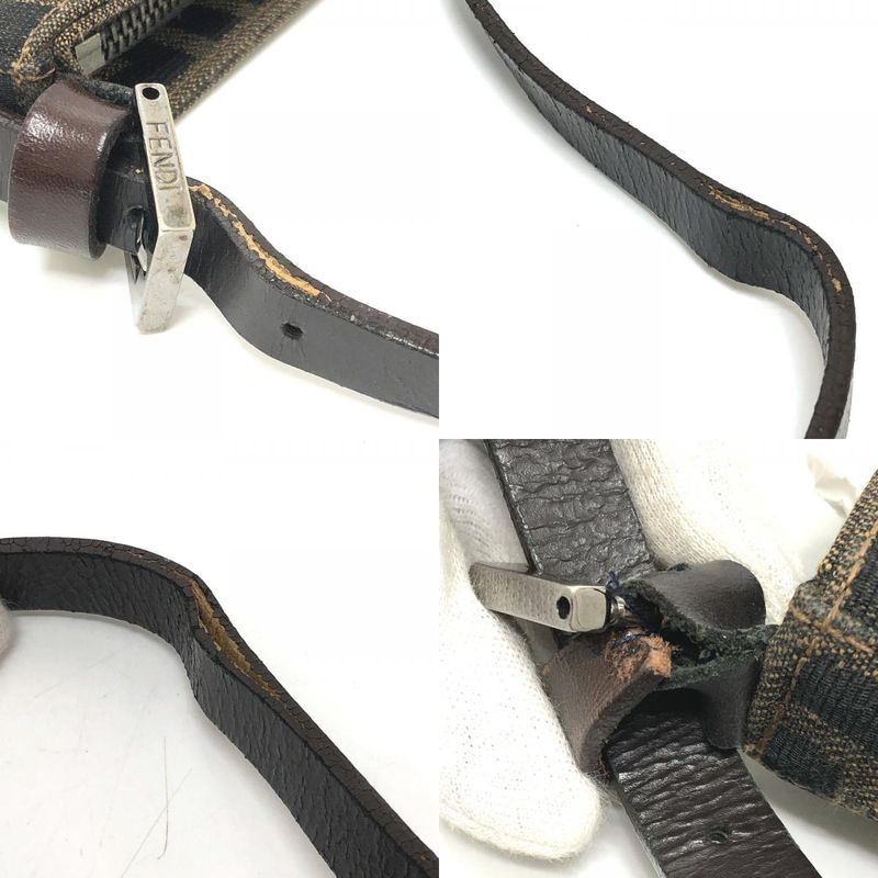 Fendi Accessory Pouch Zucca Pattern FF Logo Canvas Brown