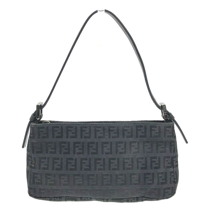 Fendi Accessory Pouch Zucca Pattern FF Logo Canvas Black