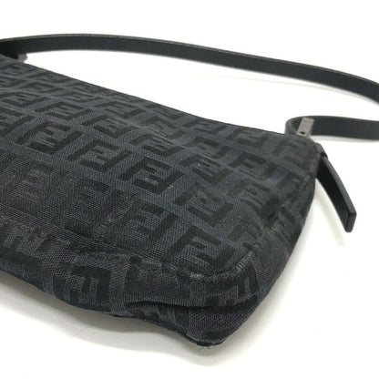 Fendi Accessory Pouch Zucca Pattern FF Logo Canvas Black