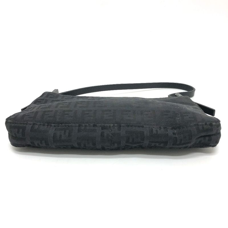 Fendi Accessory Pouch Zucca Pattern FF Logo Canvas Black